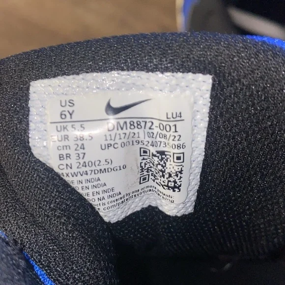 Nike Court Borough Mid 2 Boys Size 6Y/M 7.5W Blue Athletic Shoes Sneakers - Picture 6 of 8